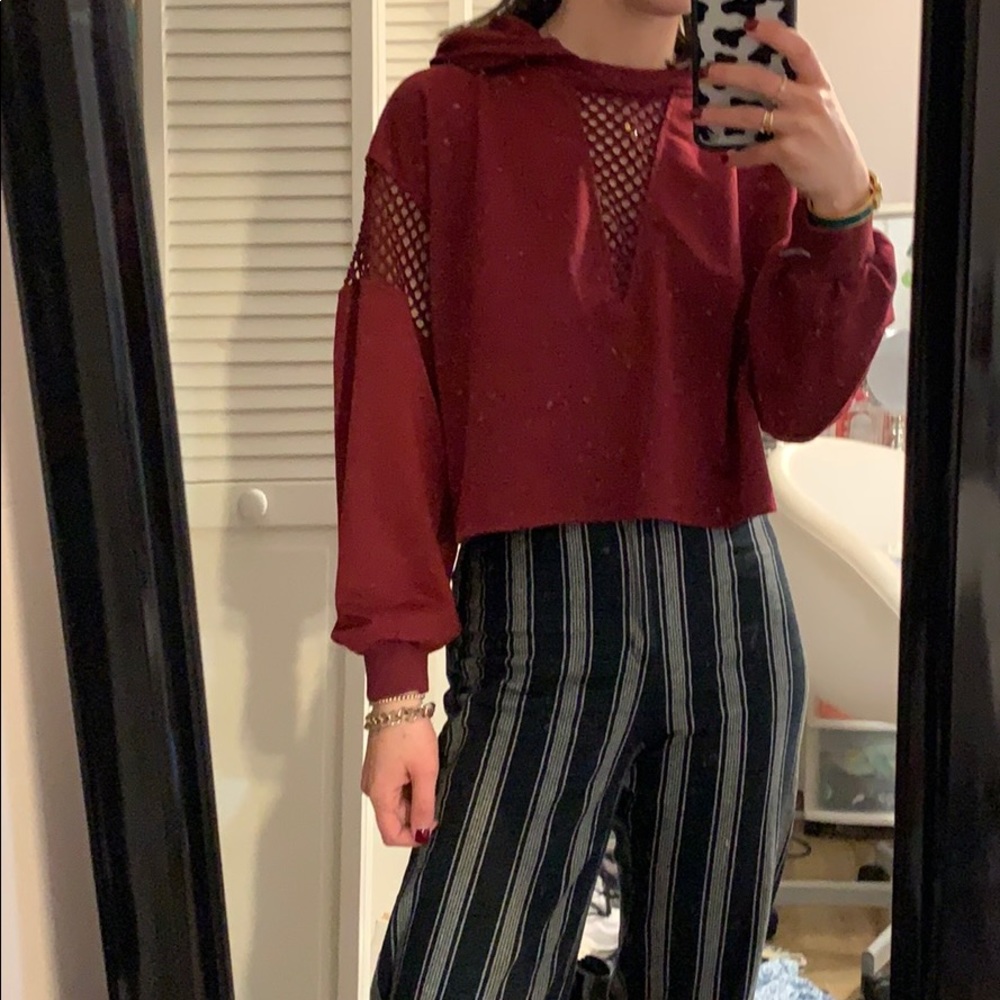 Cropped Maroon Hoodie